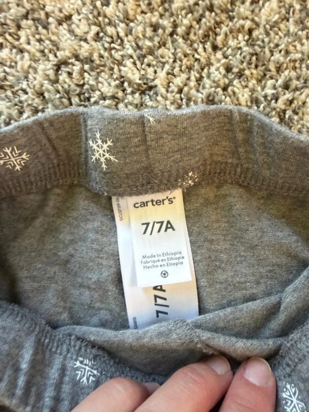 2 - Girls Winter Snowflake Leggings - Light Blue & Gray size 7